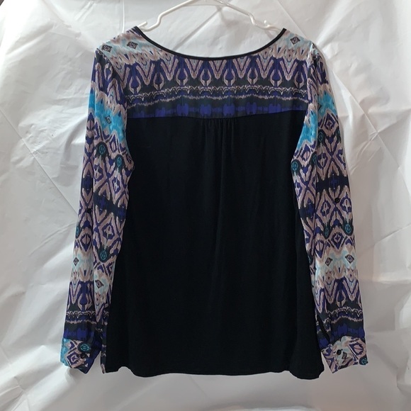 Charming Charlie Print Blue Teal and Gray Convertible Sleeve Blouse Size M - Picture 2 of 6